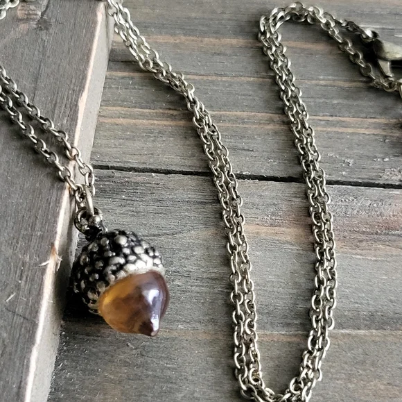 Bronze Acorn Resin Necklace- Handmade Necklace- Bronze Necklace- Acorn J… - Picture 6 of 8
